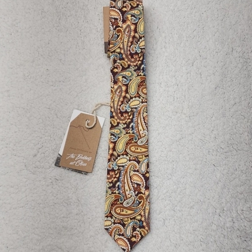 The Brothers @ Otaa Handmade Brown and Yellow Paisley Tie - Picture 2 of 9